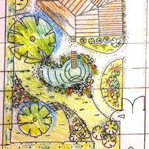 Création d'un jardin individuel avec un bassin naturel écologique