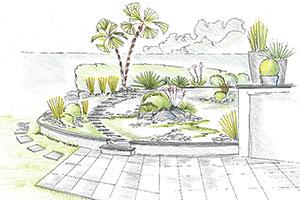 Restructuration d'un jardin individuel sur 3 niveaux